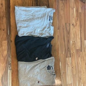 Abercrombie and Fitch Icon t shirt set. Two gray and one blue.